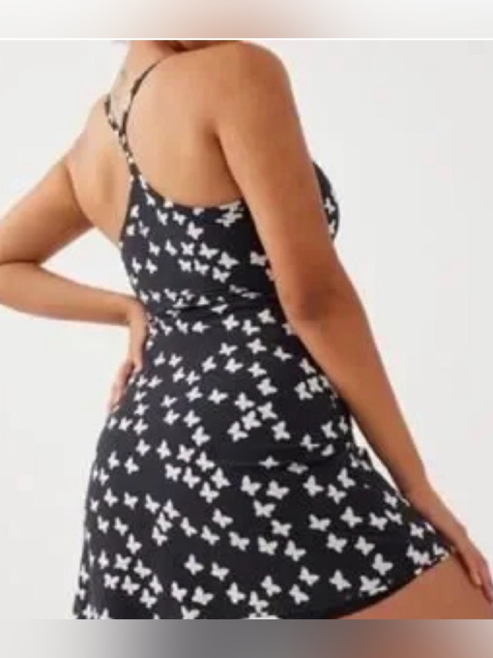Outdoor Voices The Exercise Dress Ditzy Butterflies Black White Pockets EUC - Picture 3 of 10
